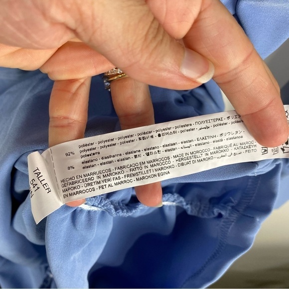 Zara Ruched Draped Fitted Full Button Up Down Blue Mini Shirt Dress Medium (NWT) - Picture 4 of 5